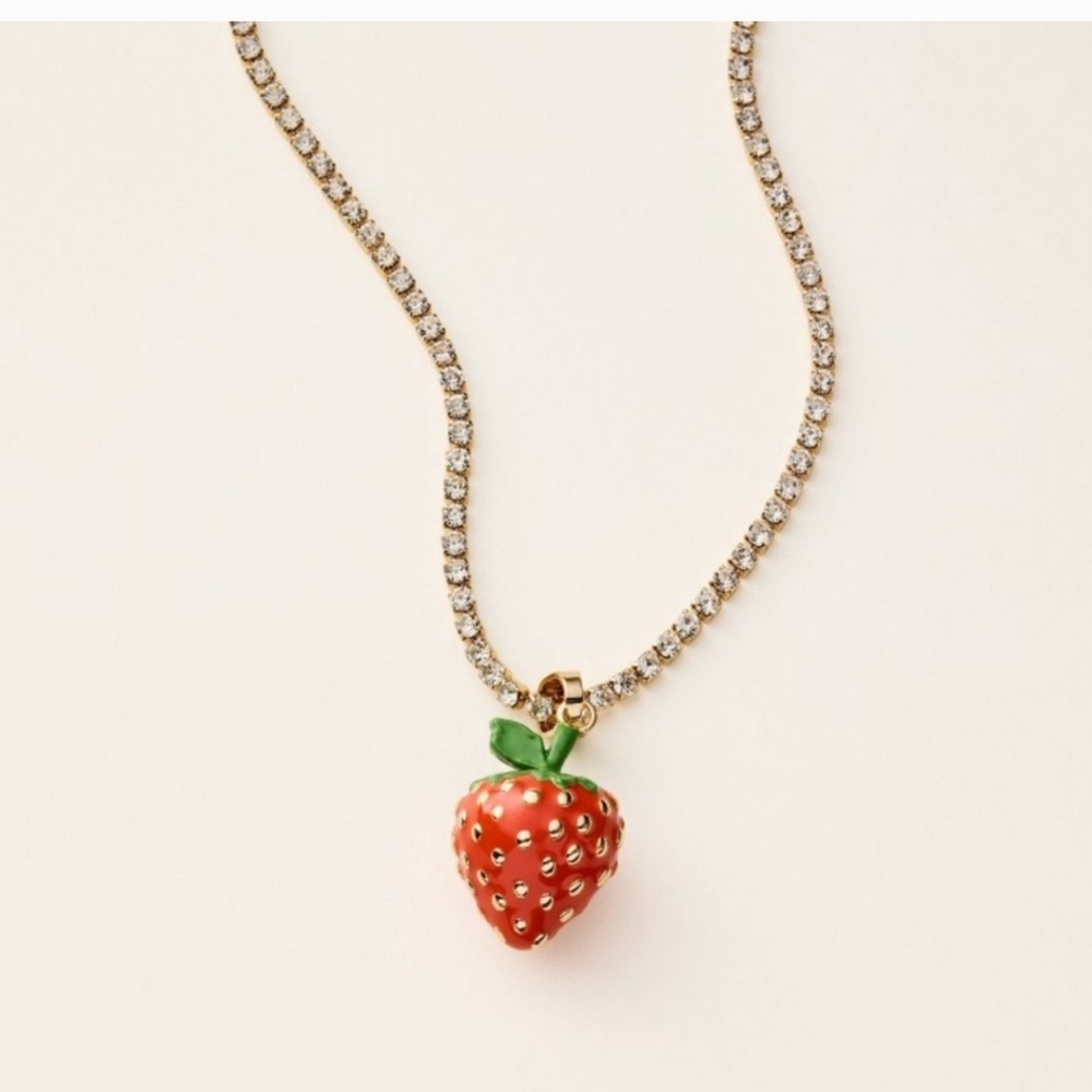 Kate Spade x Target  Strawberry Charm Tennis Necklace NIB